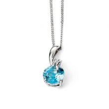 9ct White Gold Diamond And Blue Topaz Twist Pendant 